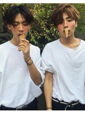 介夫 韩国复古休闲百搭纯色情侣打底衫T恤BF风夏季短袖潮男女