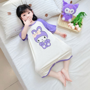 女童睡裙夏季新款女宝宝家居服睡衣女孩儿童莫代尔冰丝防踢空调服