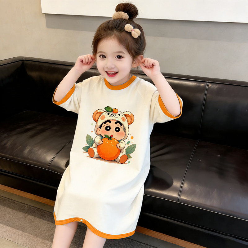 女童卡通睡裙夏季薄款2026新款连体睡衣防踢莫代尔一体空调家居服