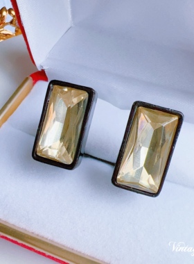 Vintage复古耳夹 方块亚克力切面冰糖感无耳洞配饰E1110