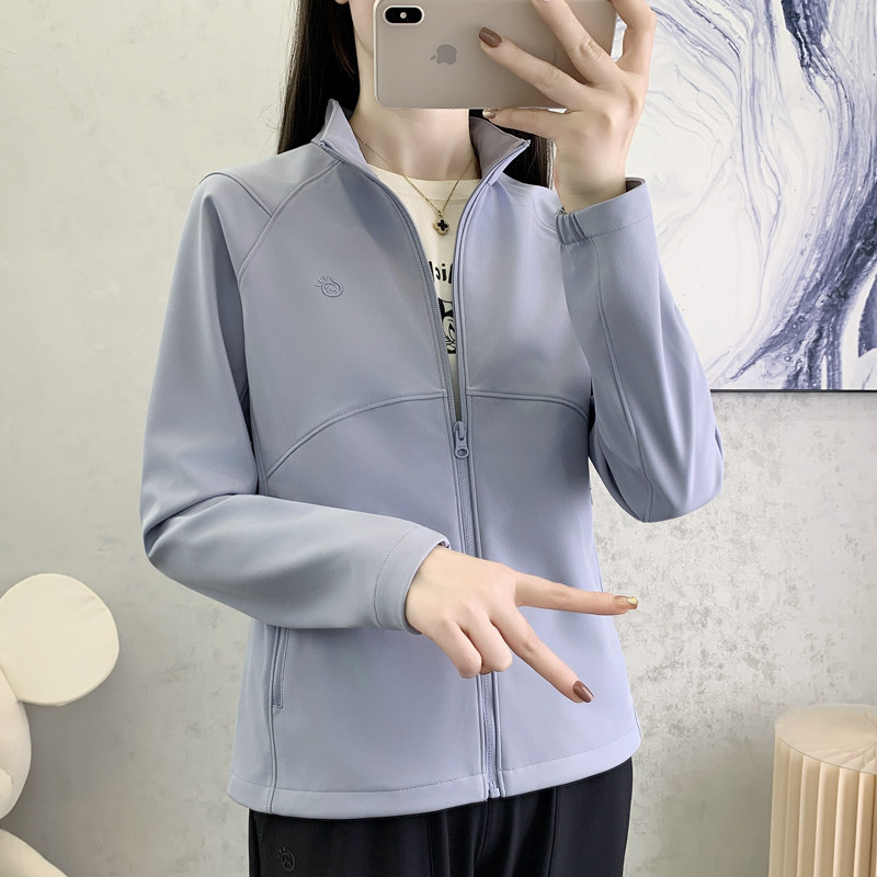 探拓春季新款软壳衣女立领开衫防风薄绒外套透气舒适户外运动上衣