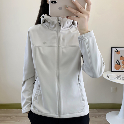 秋冬季新款超柔软摇粒绒外套女连帽开衫户外运动防风透气软壳衣男