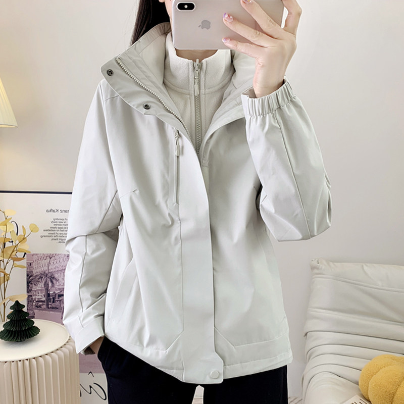 秋冬款无氟冲锋衣女三合一户外防风防水运动三防加绒爬山登山服男