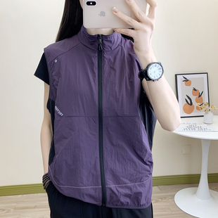 夏季新款户外单层防晒马甲男女款外搭工装背心坎肩轻薄机能马夹