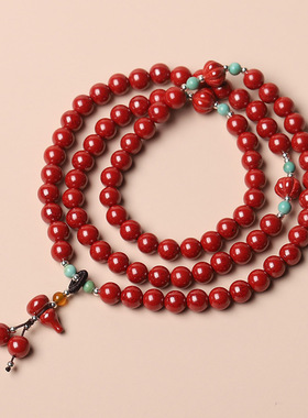 原矿帝王砂手串女款三圈符朱砂小葫芦钱袋多圈手链批发