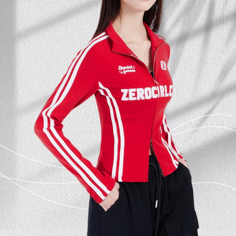 立领高腰女2025春上新显瘦显高开衫运动休闲外套短款双拉链上衣