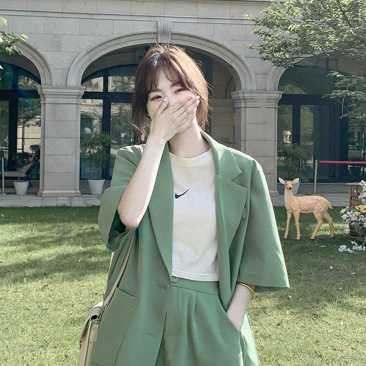西装短裤套装女夏季休闲薄款小个子网红炸街设计感小众洋气两件套