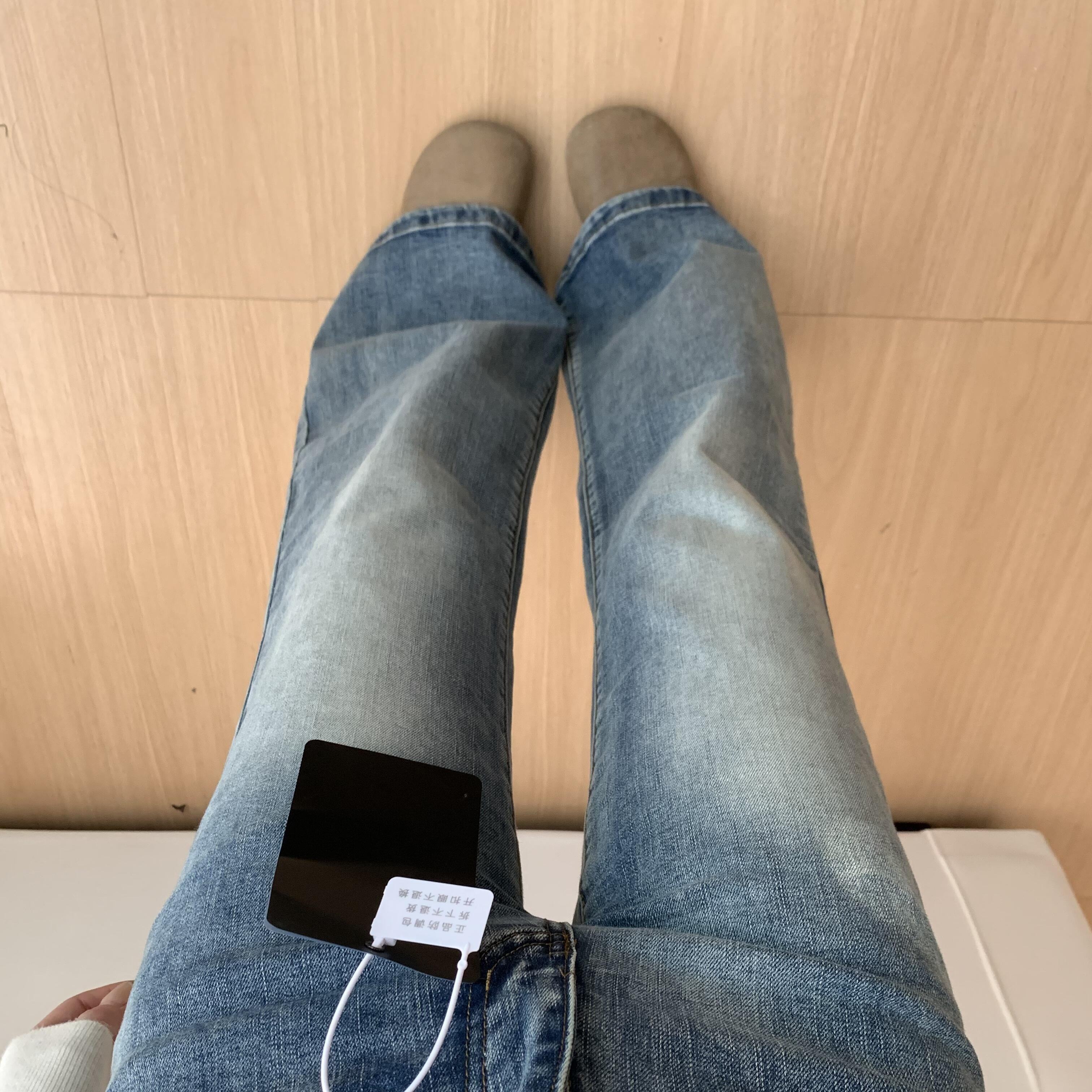 美式复古微喇牛仔裤女2025秋冬新款宽松显瘦直筒阔腿喇叭拖地裤子