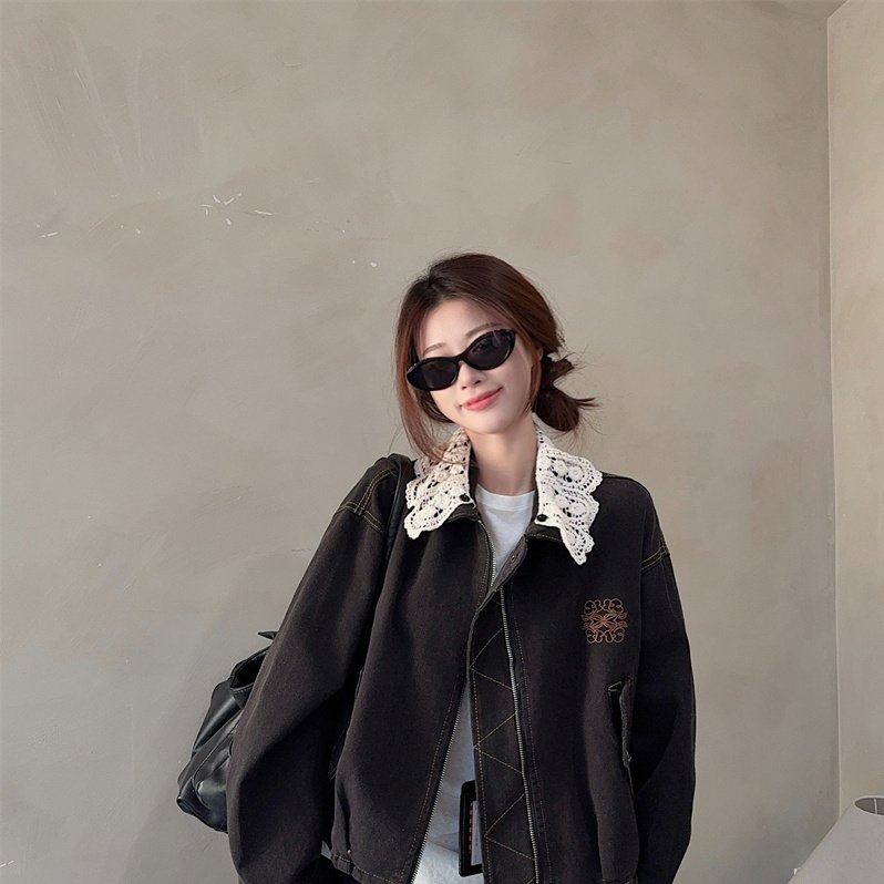 实拍实价 秋季美式复古短款拼接牛仔外套新款秋小个子夹克上衣潮