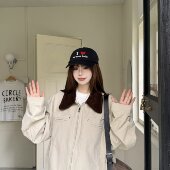 实拍美式 翻领休闲夹克 中性风短款 复古巴恩风拼色工装 外套秋季