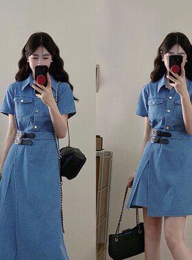 实拍2000件大码女装港味简约复古风一片式收腰显瘦连衣裙胖MM