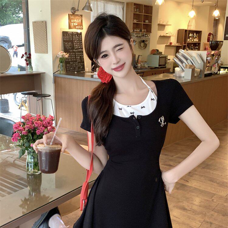 实拍  夏日序约  学院风收腰显瘦纯欲美式辣妹JK制服cos挂脖短裙