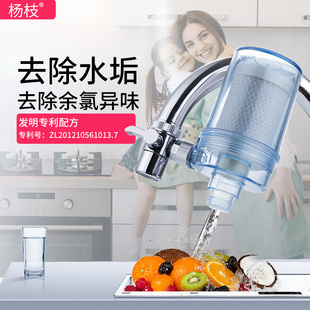 杨枝净水器去除水垢水龙头过滤器浅蓝透明款可视化滤芯阻垢过滤器