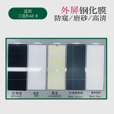 适用三星Z Fold7外屏防窥磨砂紫光钢化膜fold7折叠屏fold SE高铝电镀弧边透明保护膜