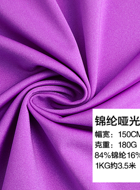 四面高弹锦纶哑光莱卡T恤舞蹈瑜伽运动服泳装透气 针织布弹力面料