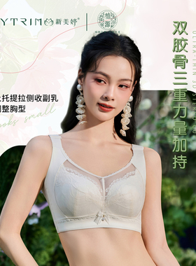 新美婷1310CD大胸显小调整全罩杯文胸蕾丝上托防下垂侧收副乳内衣