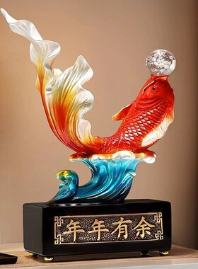 年年有余如鱼得水摆件办公室客厅酒柜电柜家居装饰品乔迁新居礼品
