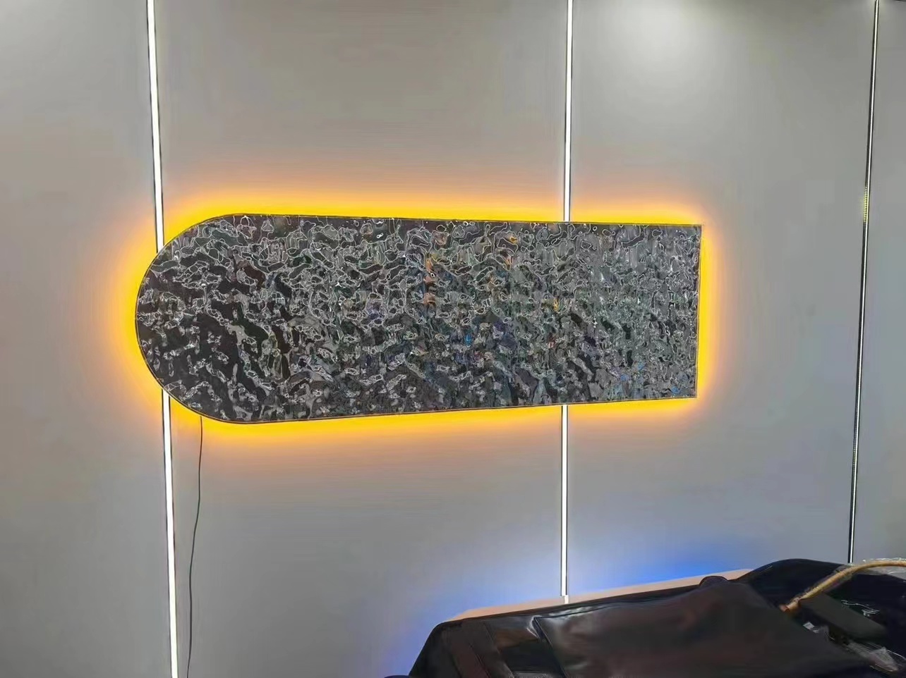 美发店不锈钢发光波纹挂件发廊室内发光logo立体字装饰发光灯定制