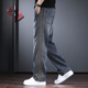 重磅休闲牛仔裤 子 条纹高街加绒加厚男裤 男秋冬款 潮牌宽松直筒长裤