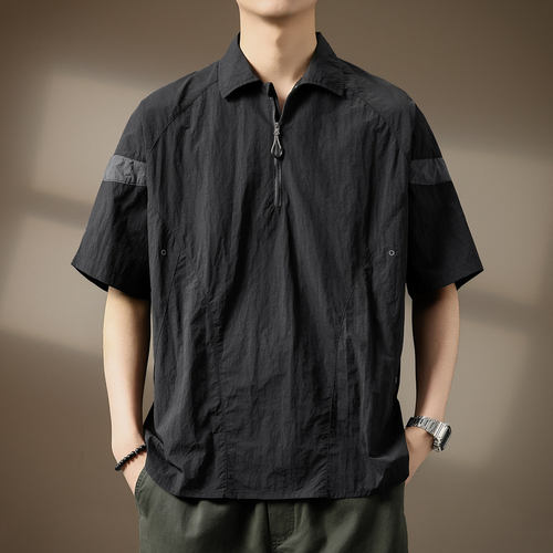 山系户外半拉链速干Polo衫男