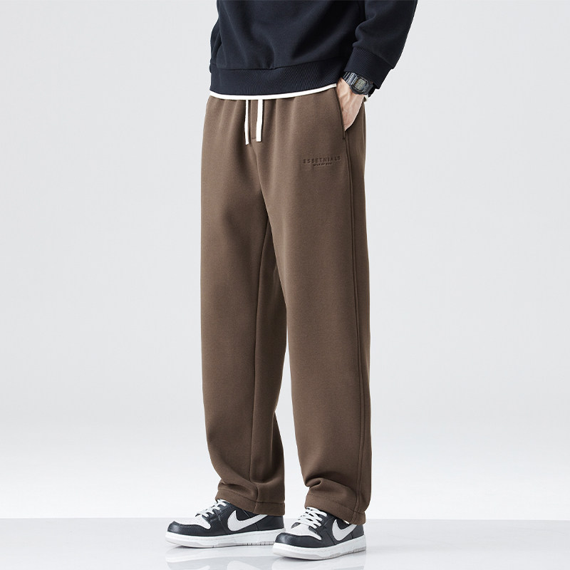 SILENTS重磅加绒加厚卫裤男士秋冬款美式宽松直筒运动休闲长裤子