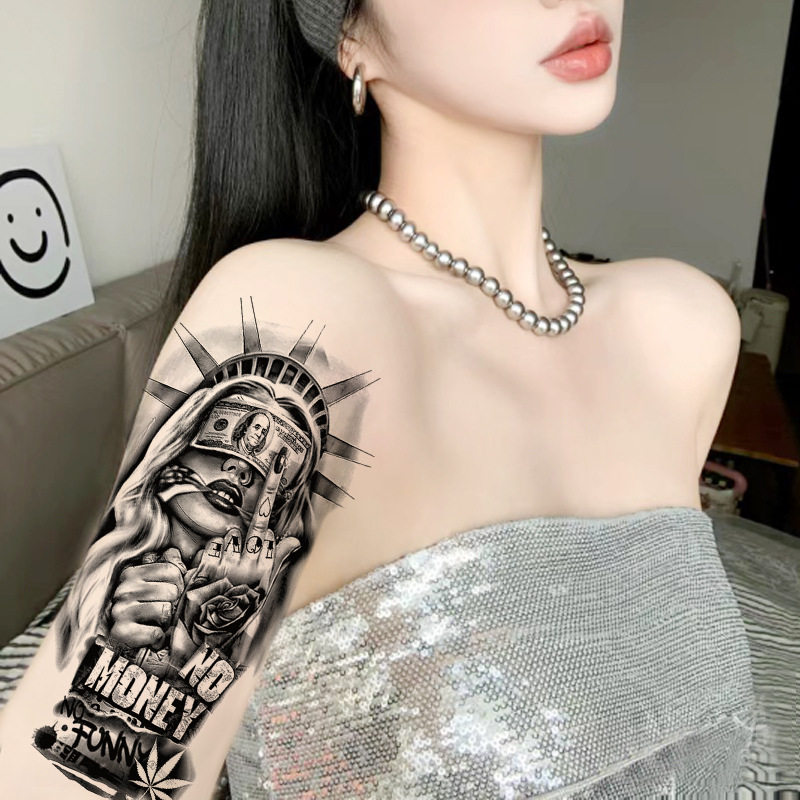 男士花臂纹身贴防水持久 狼头狮子霸气图腾手臂仿真临时贴纸