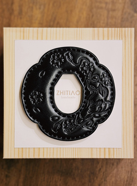 纸条手作 手工牛皮木刀锷 木刀刀锷 剑道刀镡TSUBA 御先稻荷