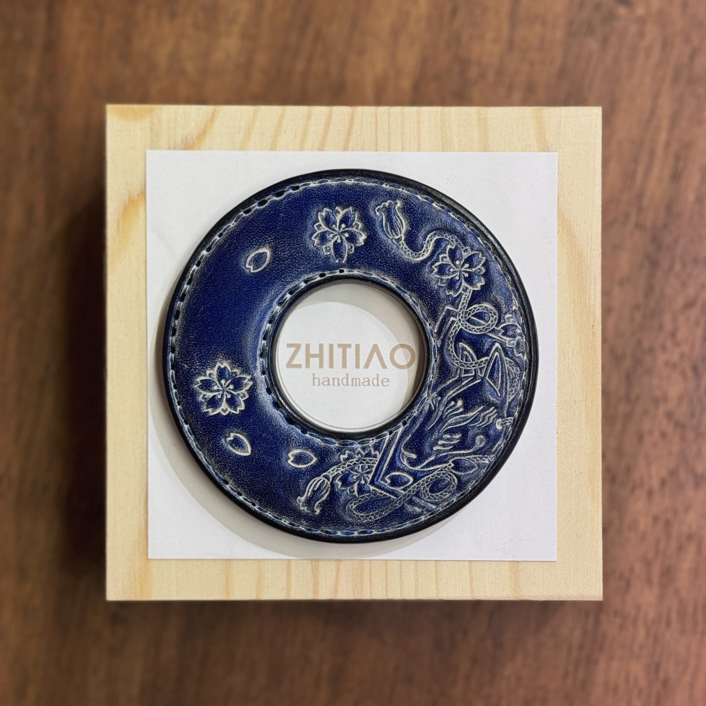 纸条手作 手工牛皮竹刀锷 竹剑刀锷 剑道刀镡TSUBA 御先稻荷 雾蜡