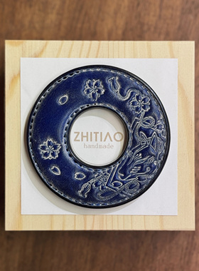 纸条手作 手工牛皮竹刀锷 竹剑刀锷 剑道刀镡TSUBA 御先稻荷 雾蜡