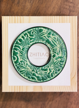 纸条手作 手工牛皮竹刀锷 竹剑刀锷 剑道刀镡TSUBA 枫林云海 雾蜡