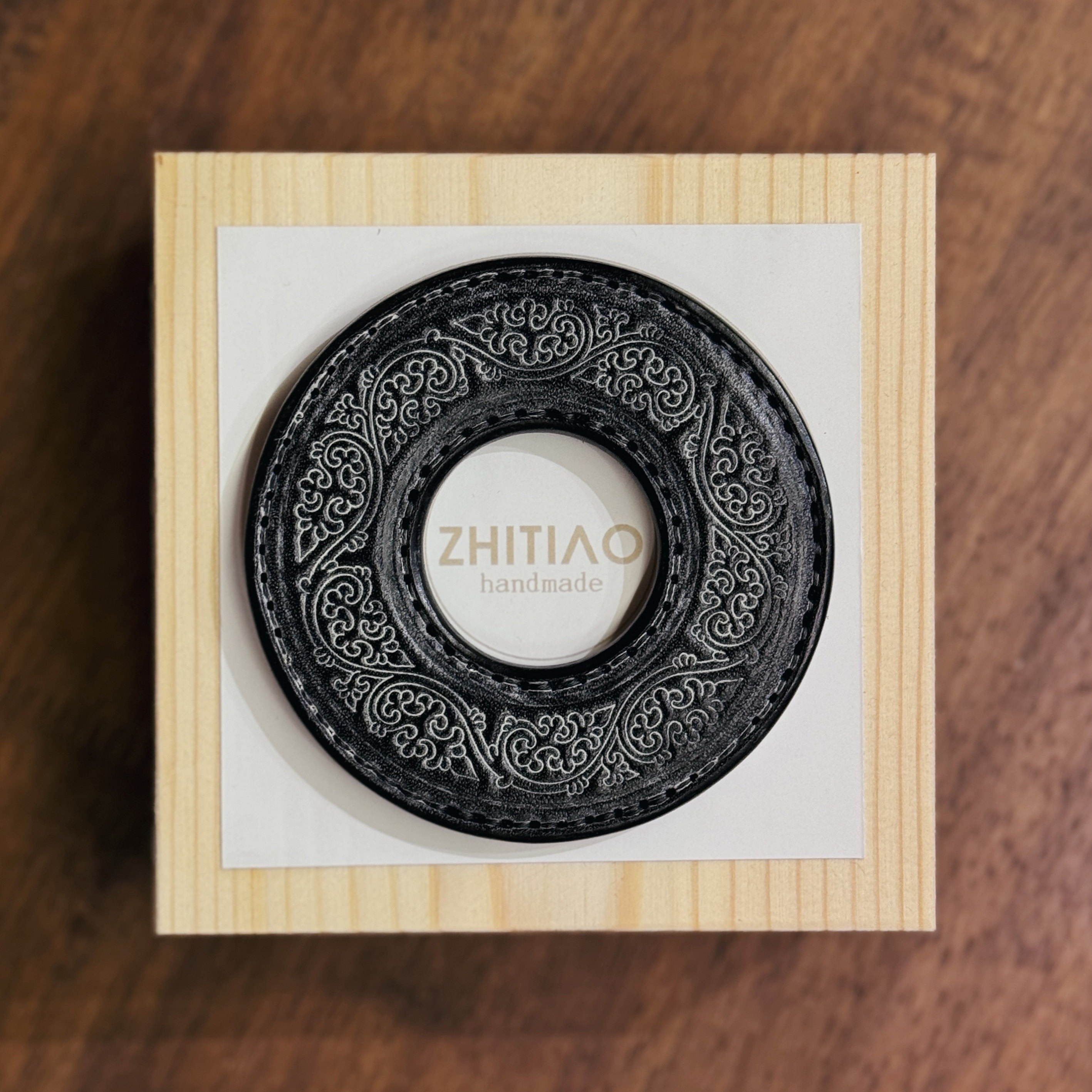纸条手作 手工牛皮竹刀锷 竹剑刀锷 剑道刀镡TSUBA 金银忍冬 雾蜡