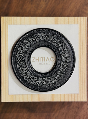 纸条手作 手工牛皮竹刀锷 竹剑刀锷 剑道刀镡TSUBA 金银忍冬 雾蜡