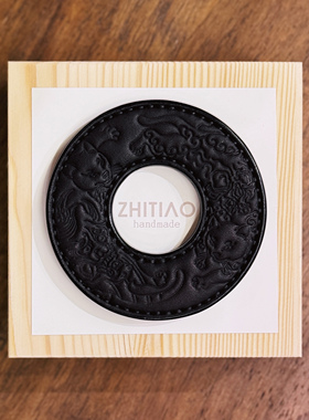 纸条手作 手工牛皮竹刀锷 竹剑刀锷 剑道刀镡TSUBA 猫侍武者