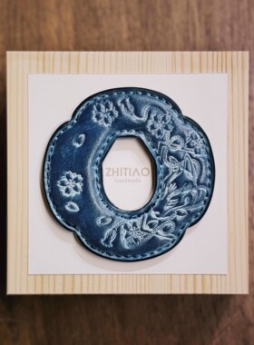 纸条手作 手工牛皮木刀锷 木刀刀锷 剑道刀镡TSUBA 御先稻荷 雾蜡