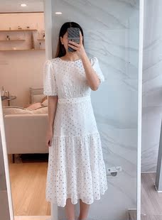 2025新款女装连衣裙波点印花修身显瘦气质女裙短袖气质