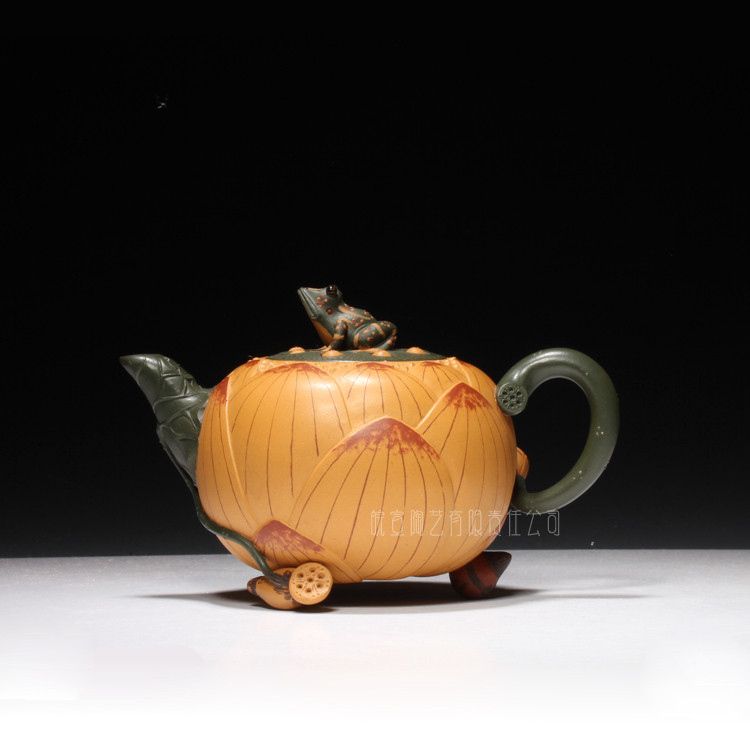 宜兴紫砂茶壶国工王红娟纯手工制功夫茶具原矿段泥王红娟青蛙莲子
