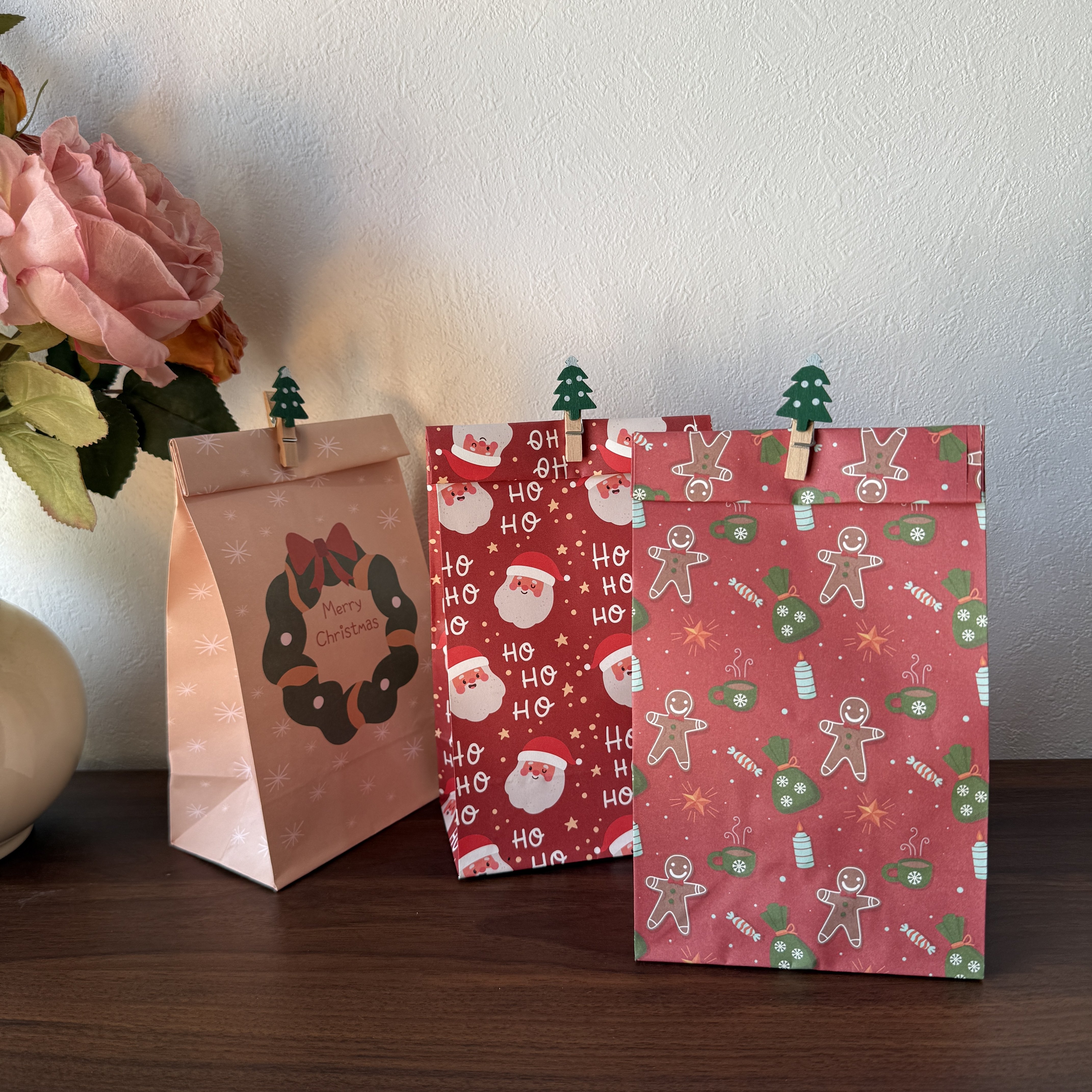 新款牛皮纸圣诞节日礼品袋零食糖果袋雪人氛围感伴手礼包装免折叠