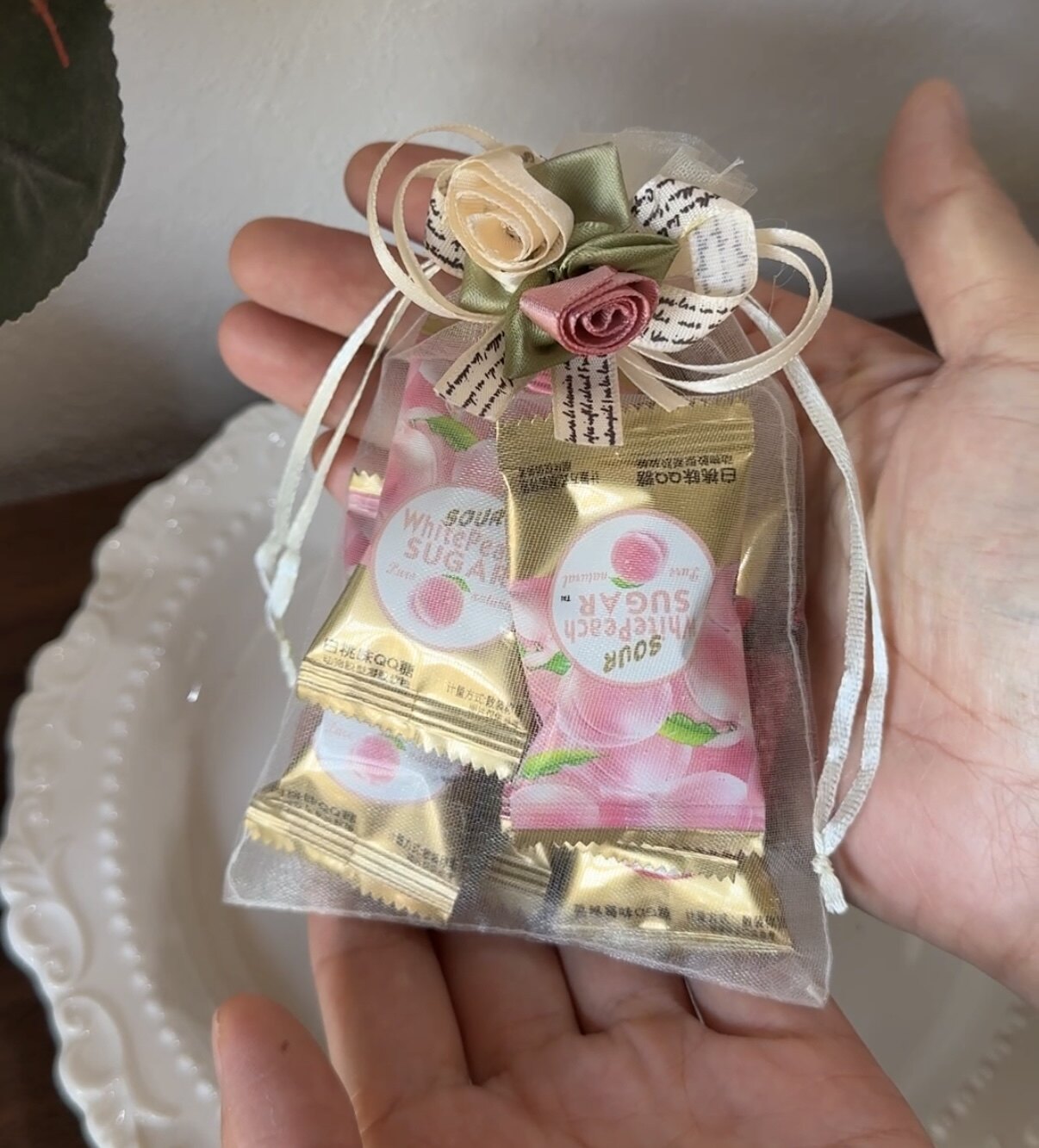 ins风郁金香礼品袋抽绳束口喜糖袋高级感伴手礼包装袋干花香包