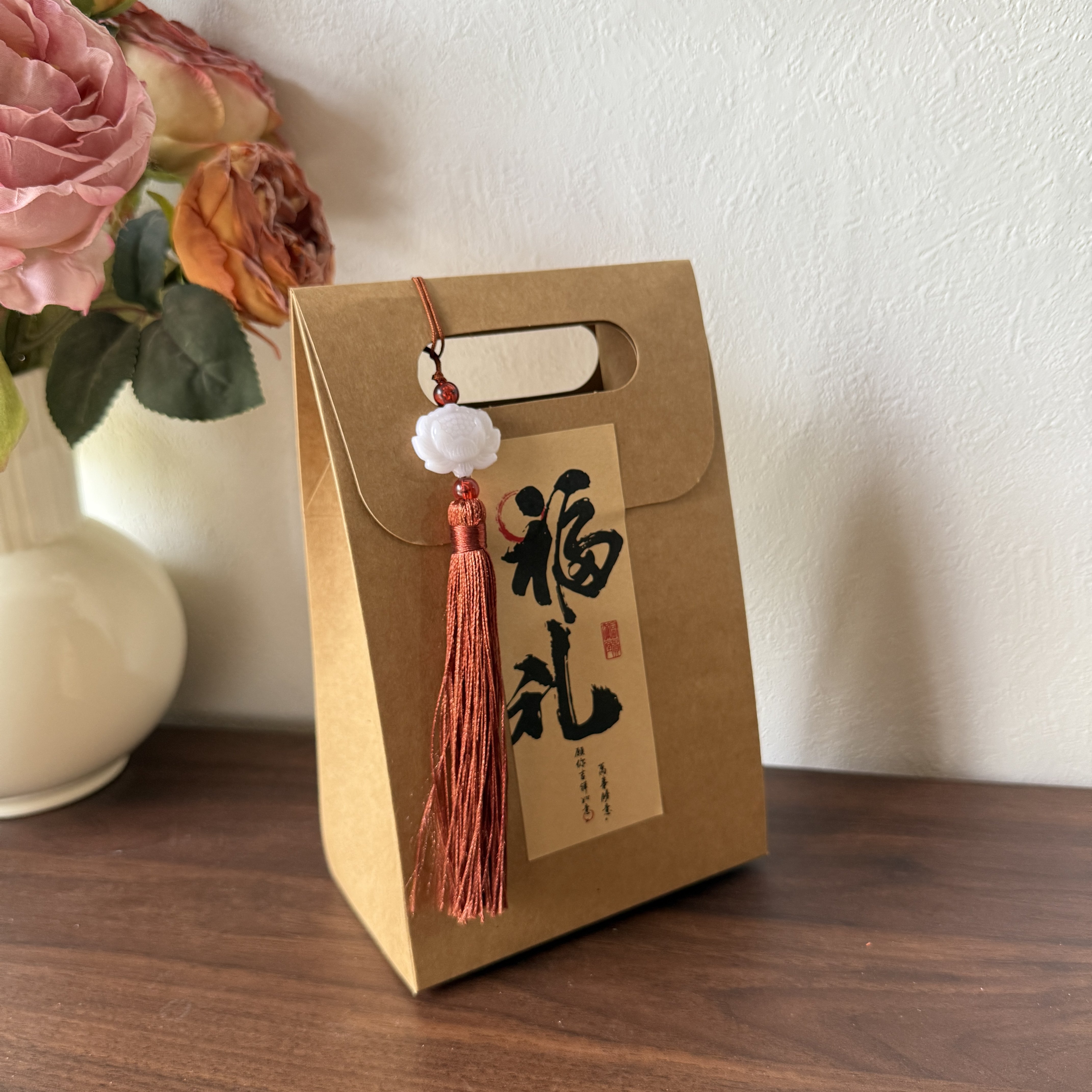 新中式牛皮手提袋节日伴手礼包装零食糖果茶叶礼盒加厚手拎礼品袋