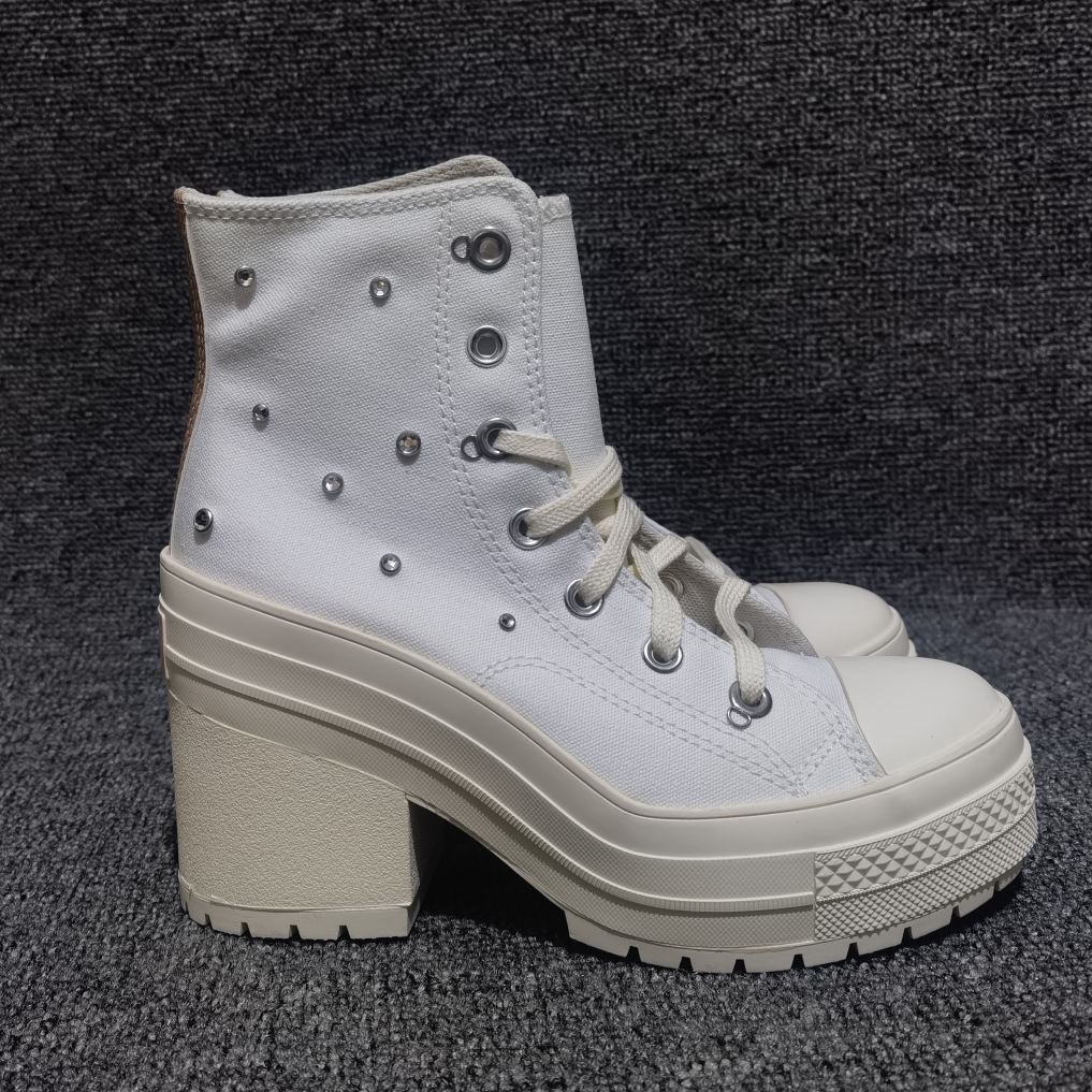 CONVERSE匡威复古休闲增高厚底复古白色粗高跟帆布鞋A10303C图片