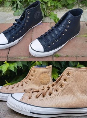 匡威CONVERSE蓝色牛皮高帮男款板鞋休闲鞋165189C，165190C