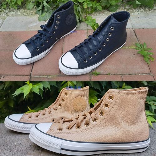 蓝色牛皮高帮男款板鞋