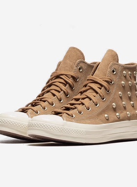 正品Converse匡威1970S三星标铆钉翻毛皮女款高帮板鞋 A04273C