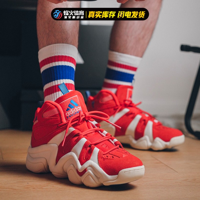 烽火 Adidas Crazy 8红白男款经典中帮复古篮球鞋 IG3739