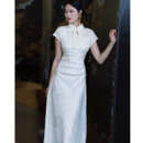 国风气质修身 鹿与玫瑰古法改良旗袍女新中式 轻婚纱订婚礼服连衣裙