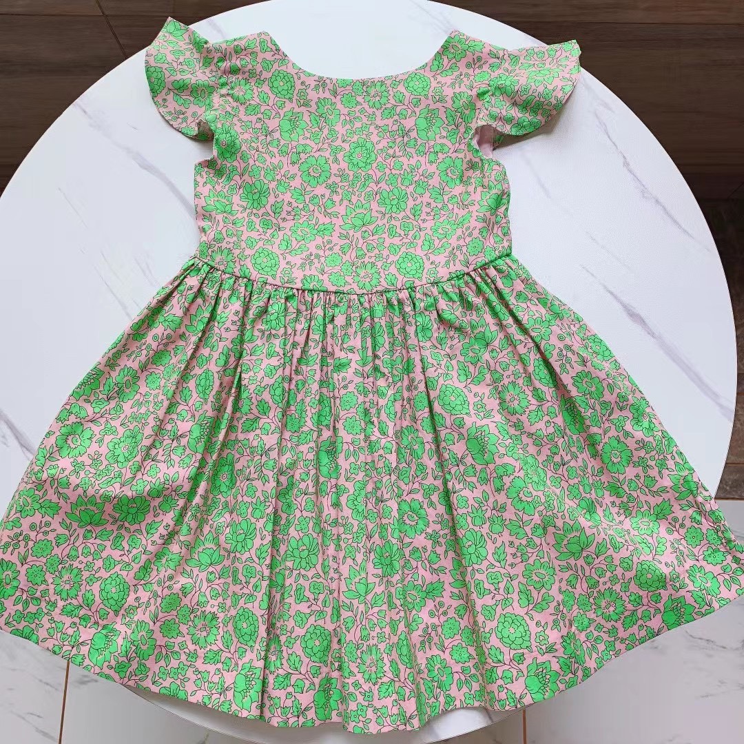 法单新款2021春夏大童印花连衣裙