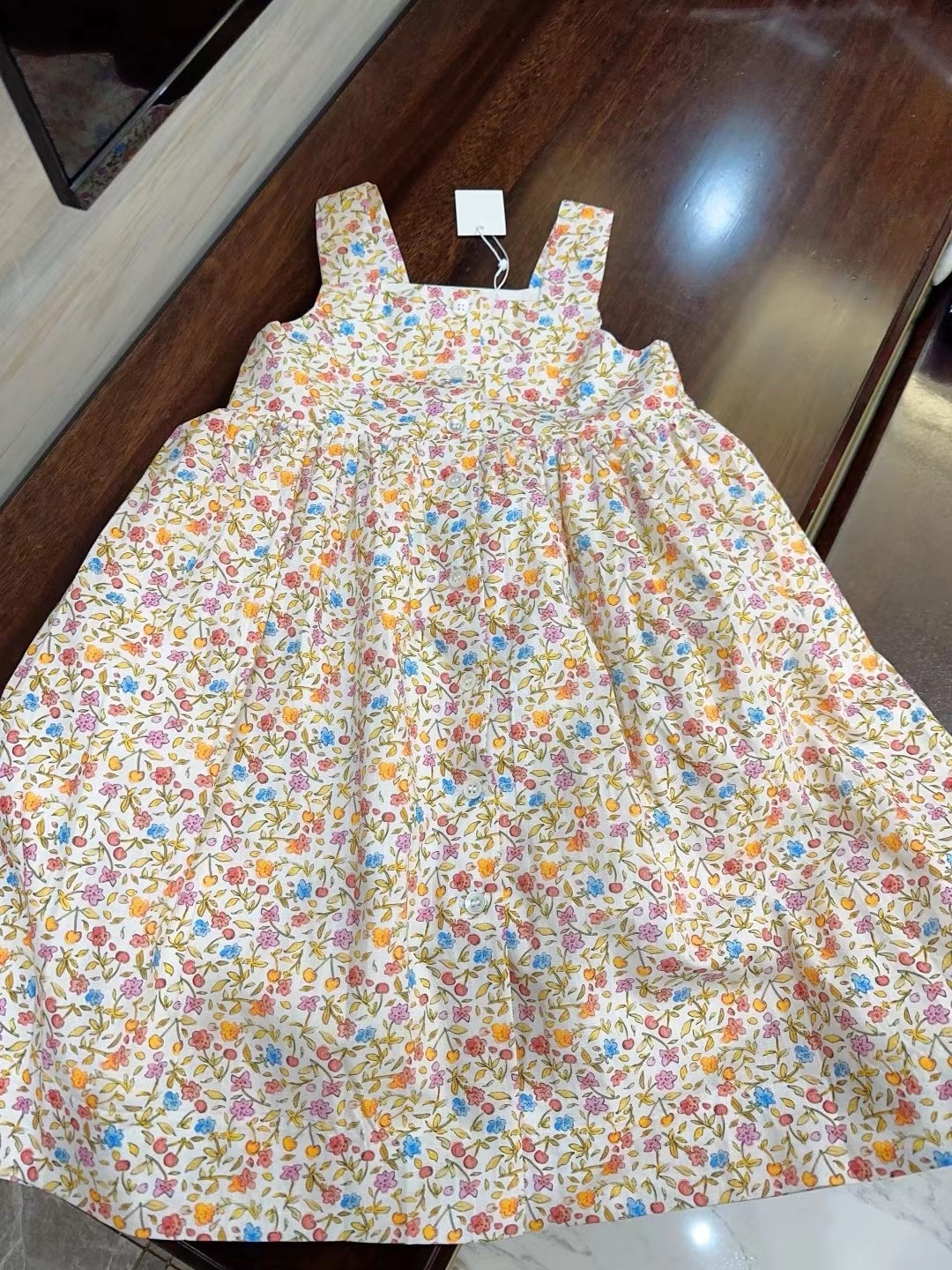 法单童装 24春夏新款女童吊带连衣裙儿童纯棉碎花度假公主裙包邮