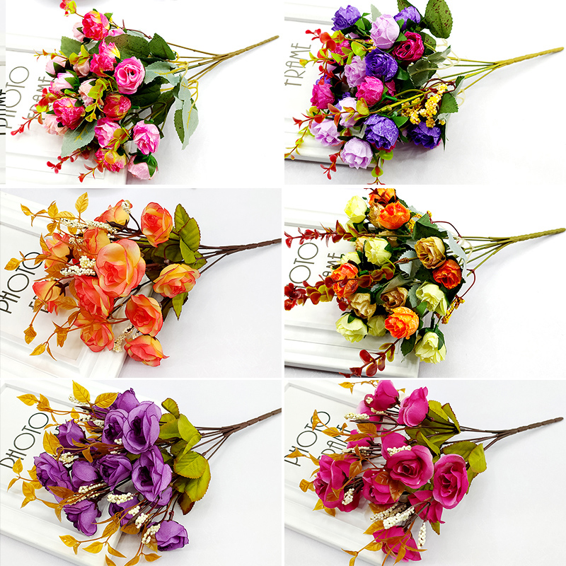 仿真玫瑰单束插花绢布花