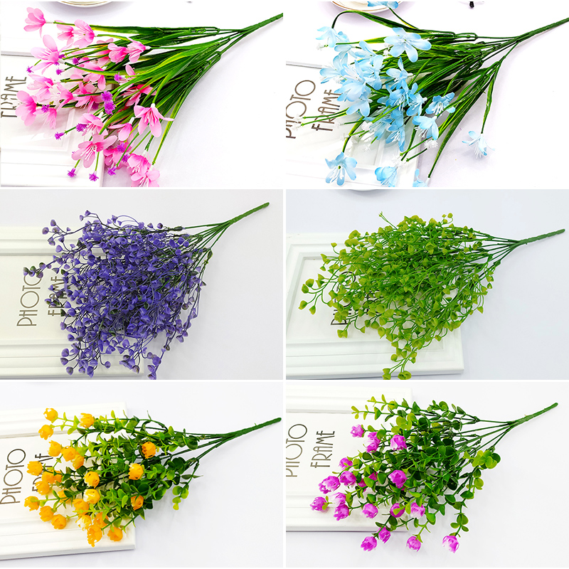 春草兰花仿真花单支绢布插花装饰