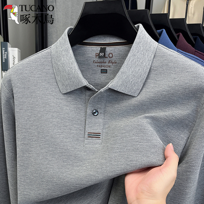 啄木鸟100%纯棉男士春季POLO衫